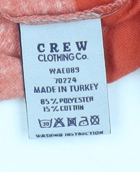 Crew Clothing Co. Women's Orange Striped 3/4 Sleeve Boat Neck Jersey T-Shirt Size 10