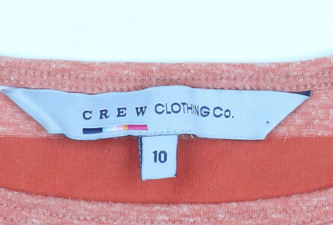 Crew Clothing Co. Women's Orange Striped 3/4 Sleeve Boat Neck Jersey T-Shirt Size 10