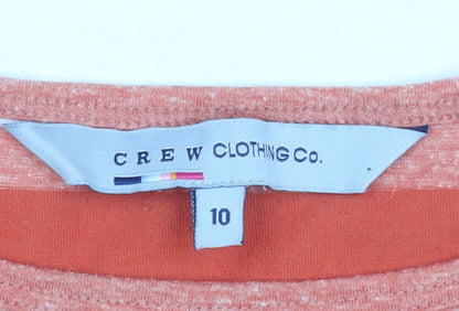 Crew Clothing Co. Women's Orange Striped 3/4 Sleeve Boat Neck Jersey T-Shirt Size 10