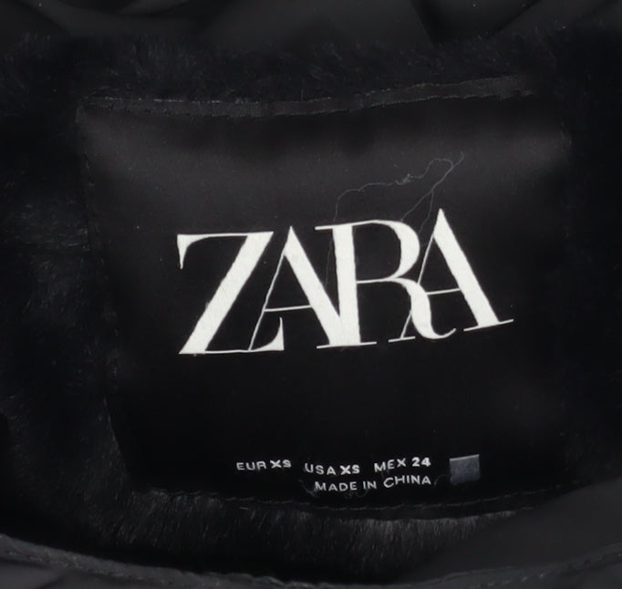 Womens UK Size XS Zara Black Puffer Jacket