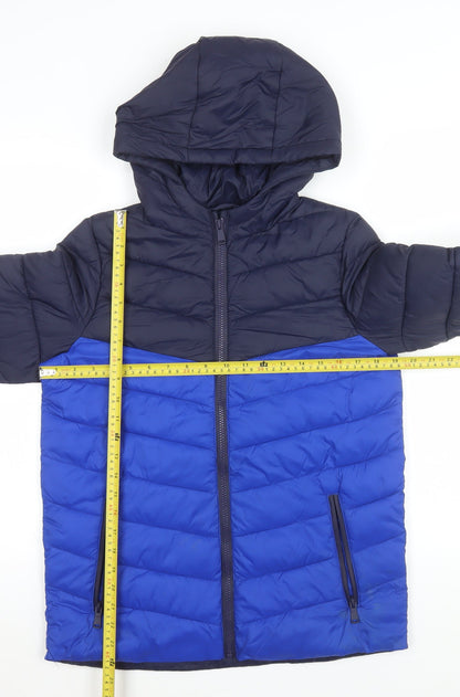 Marks and Spencer Boys Blue Hooded Puffer Jacket 12-13 Years Water Resistant