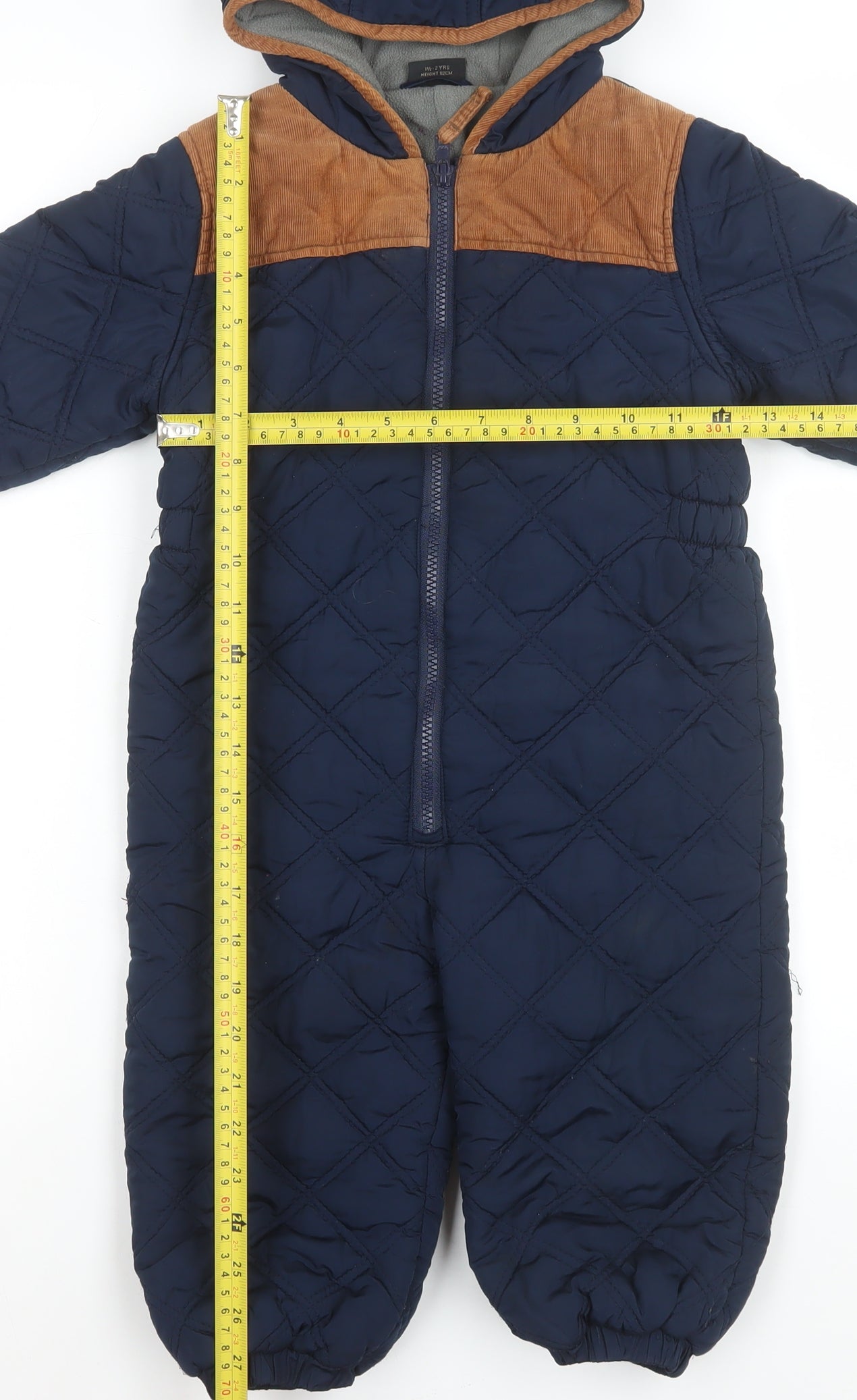 Next Unisex Baby Blue Quilted Hooded Winter Snowsuit 12-18 Months