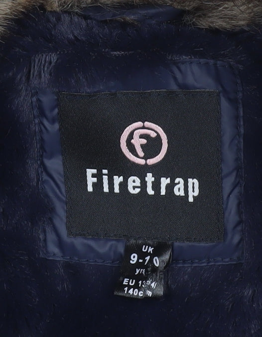 Firetrap Girls Black Hooded Faux Fur Trim Puffer Gilet 9-10 Years