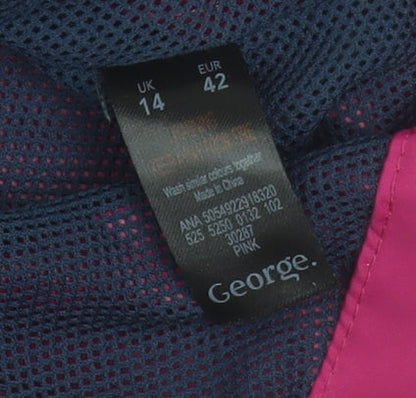 George Womens Pink Waterproof Hooded Rain Jacket Size 14