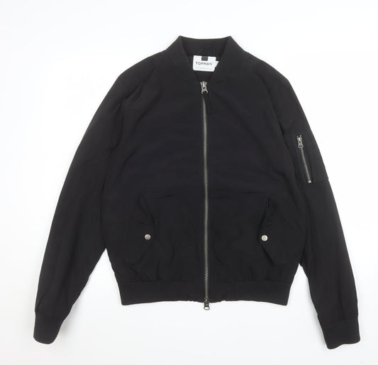 Mens UK Size M Topman Black Bomber Jacket