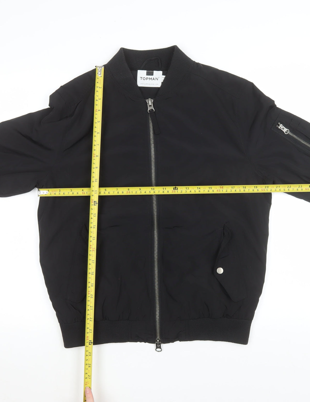 Mens UK Size M Topman Black Bomber Jacket