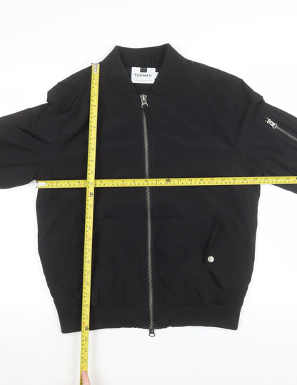 Mens UK Size M Topman Black Bomber Jacket