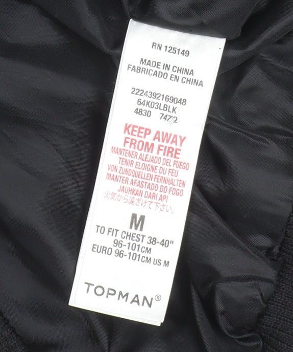 Mens UK Size M Topman Black Bomber Jacket