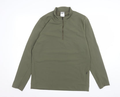 Mens UK Size M Reebok Green 1/4 Zip