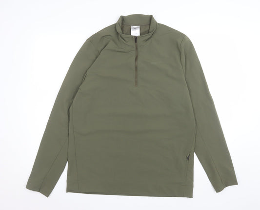Mens UK Size M Reebok Green 1/4 Zip