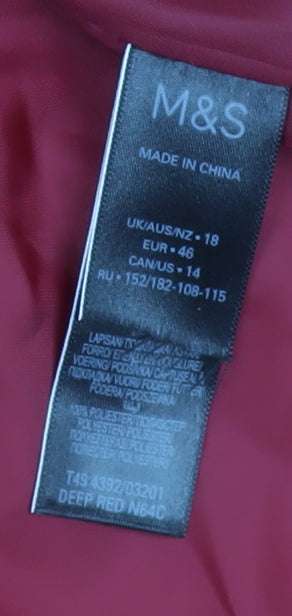 Marks and Spencer Women Red Size 18 Long Puffer Coat