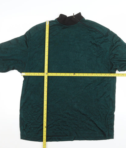 Nogaret Paris Men's Green Ribbed Long Sleeve High Neck Top Size M