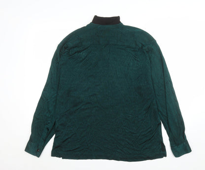 Nogaret Paris Men's Green Ribbed Long Sleeve High Neck Top Size M