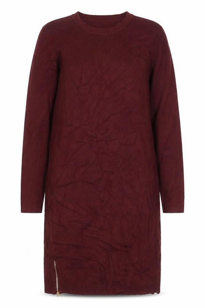 Dorothy Perkins Women's Red Knit Bodycon Dress Size 18 Long Sleeve Zip Detail