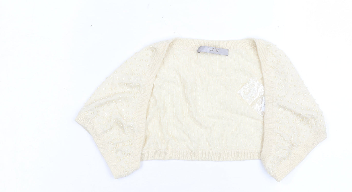 Womens UK Size 12 Wrap Ivory Shrug Jumper