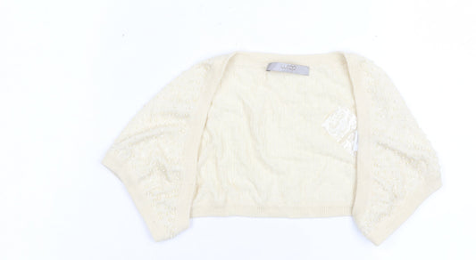 Womens UK Size 12 Wrap Ivory Shrug Jumper