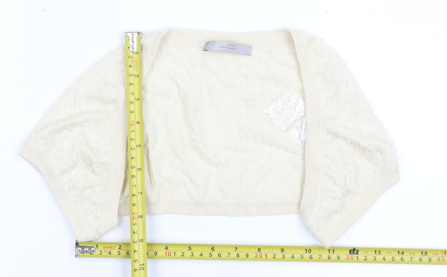 Womens UK Size 12 Wrap Ivory Shrug Jumper