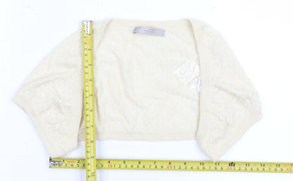 Womens UK Size 12 Wrap Ivory Shrug Jumper