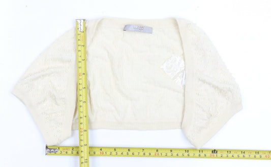 Womens UK Size 12 Wrap Ivory Shrug Jumper