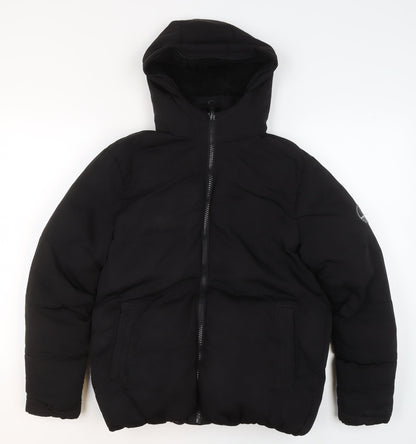 SoulCal&Co Boys Black XS Puffer Jacket Hooded Winter Coat