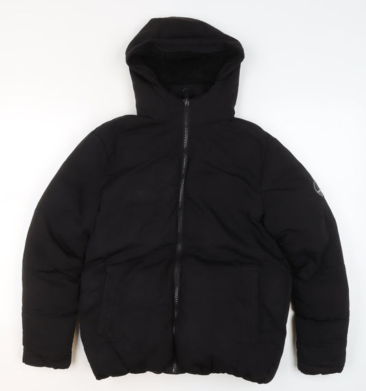 SoulCal&Co Boys Black XS Puffer Jacket Hooded Winter Coat