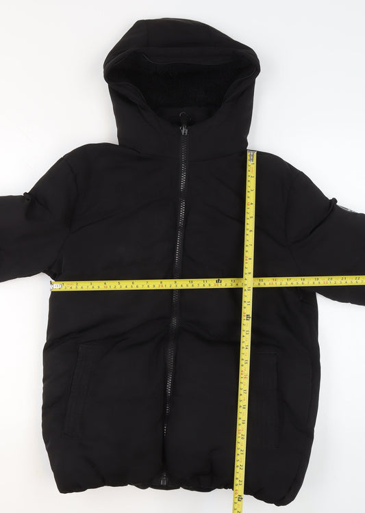 SoulCal&Co Boys Black XS Puffer Jacket Hooded Winter Coat