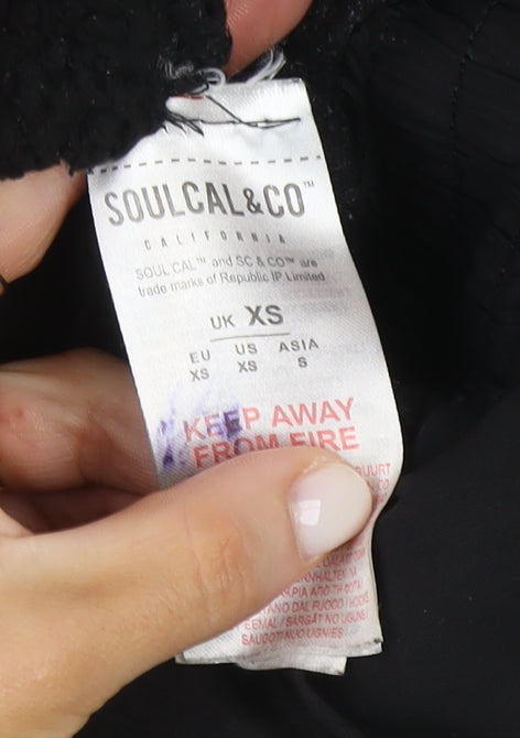 SoulCal&Co Boys Black XS Puffer Jacket Hooded Winter Coat