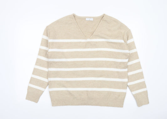 Womens UK Size M Papaya Beige Pullover Jumper