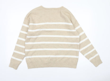 Womens UK Size M Papaya Beige Pullover Jumper