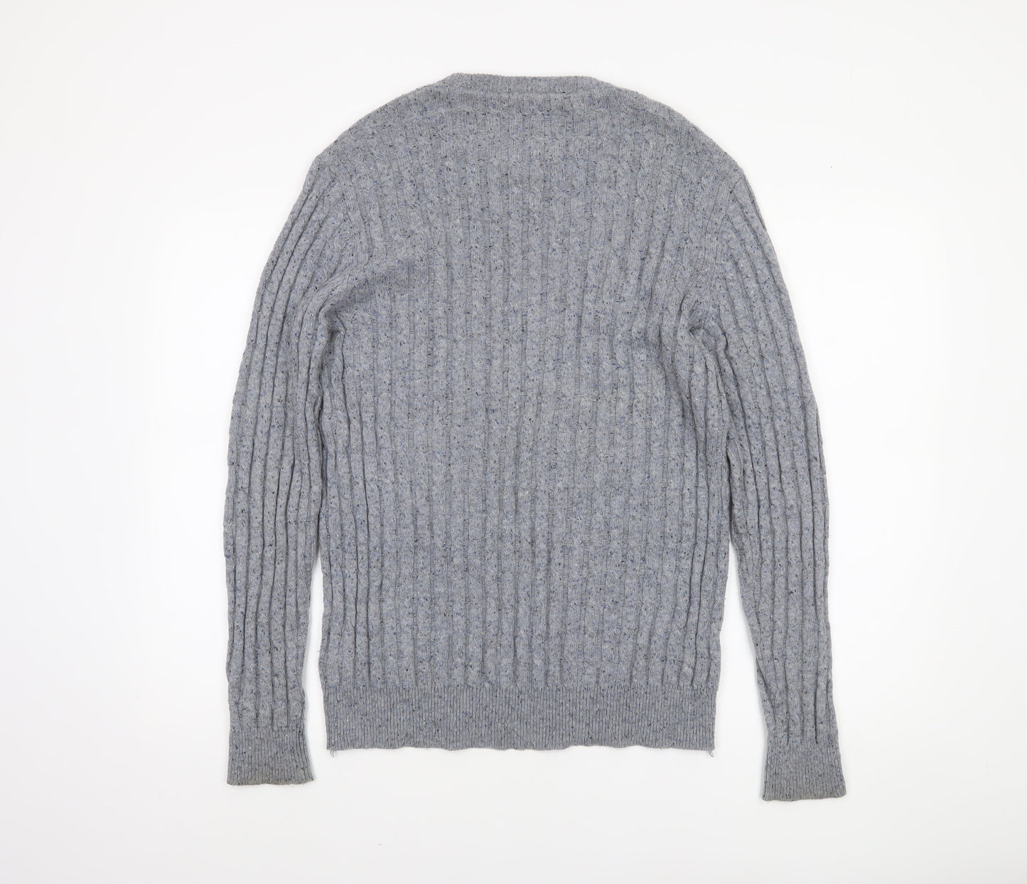 Jack Wills Mens Grey Cable-Knit Wool Cotton Jumper M