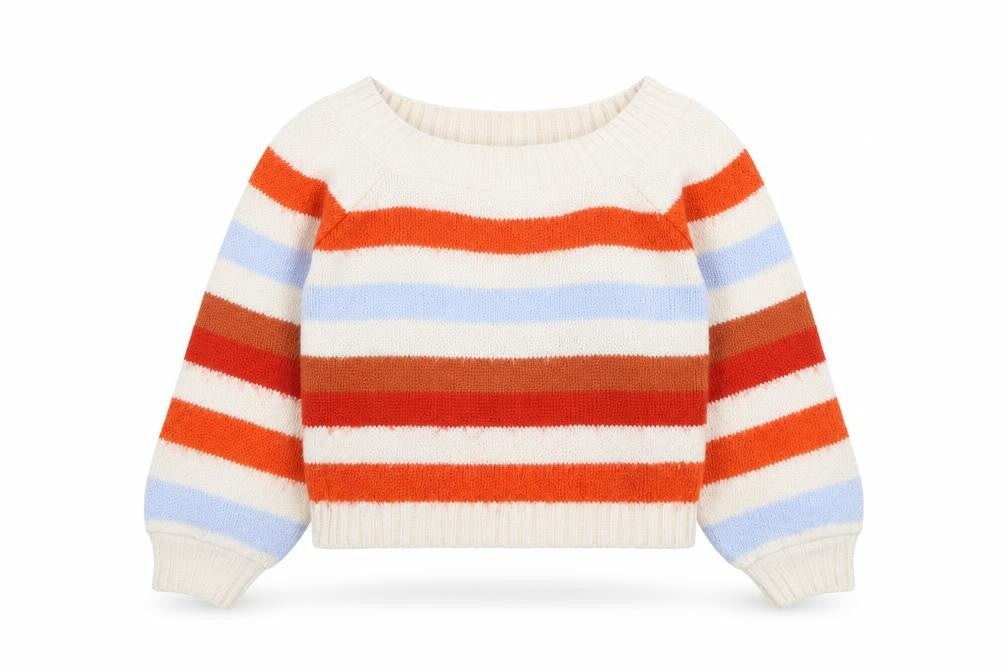 Miss Selfridge Women Cream Multicoloured Striped Pullover Jumper UK 4 Acrylic Blend
