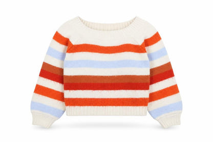 Miss Selfridge Women Cream Multicoloured Striped Pullover Jumper UK 4 Acrylic Blend