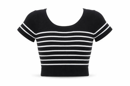 Womens UK Size XS Pull&Bear Black Cropped T-Shirt