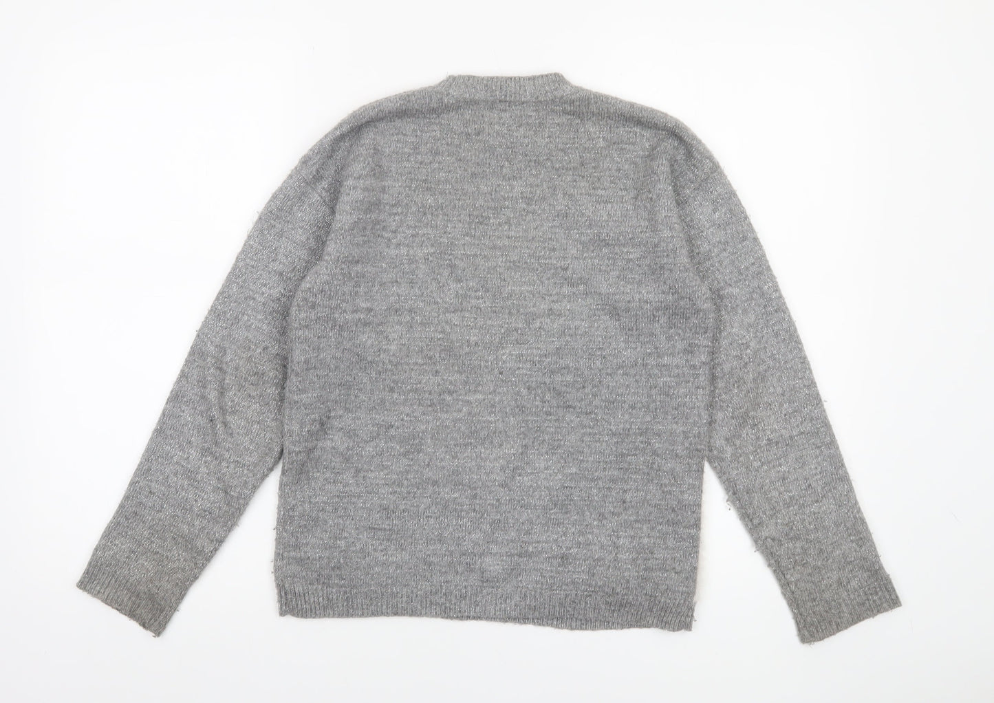 Next Girls Grey Unicorn Sequin Pullover Jumper 11 Years Acrylic Blend