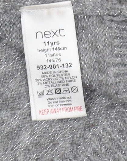 Next Girls Grey Unicorn Sequin Pullover Jumper 11 Years Acrylic Blend
