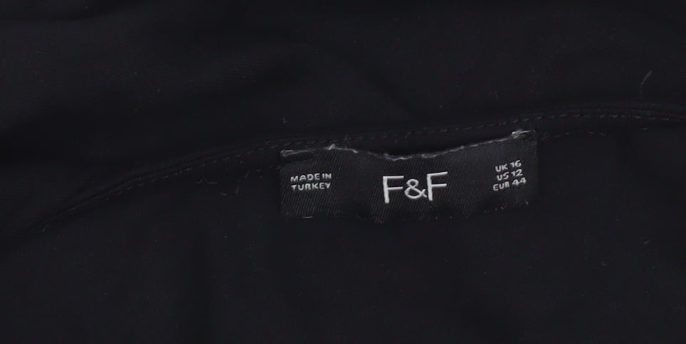 F&F Women Black Viscose Sleeveless Tunic Blouse Size 16