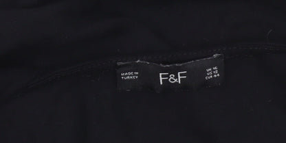 F&F Women Black Viscose Sleeveless Tunic Blouse Size 16