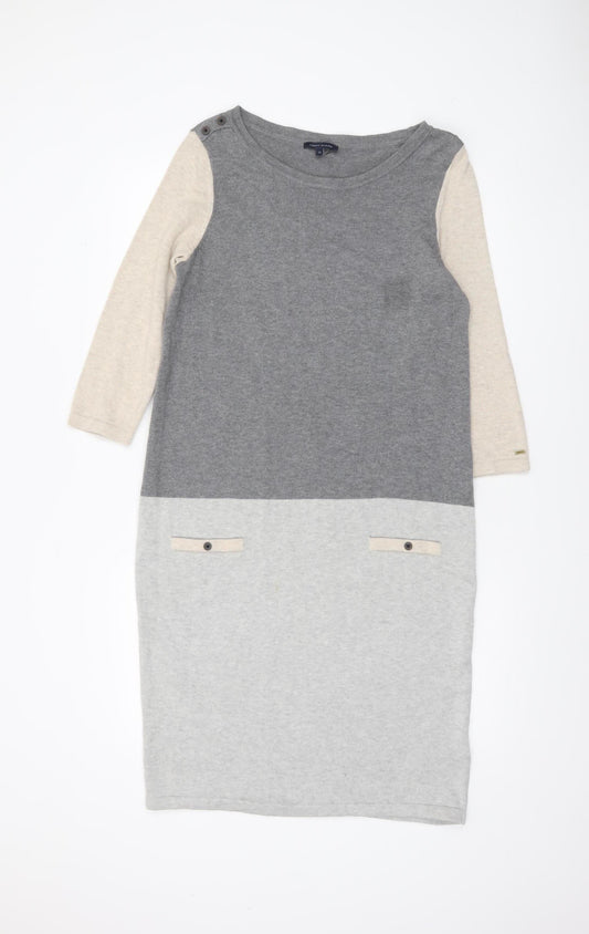 Tommy Hilfiger Women's Grey Knit Colourblock Shift Dress M