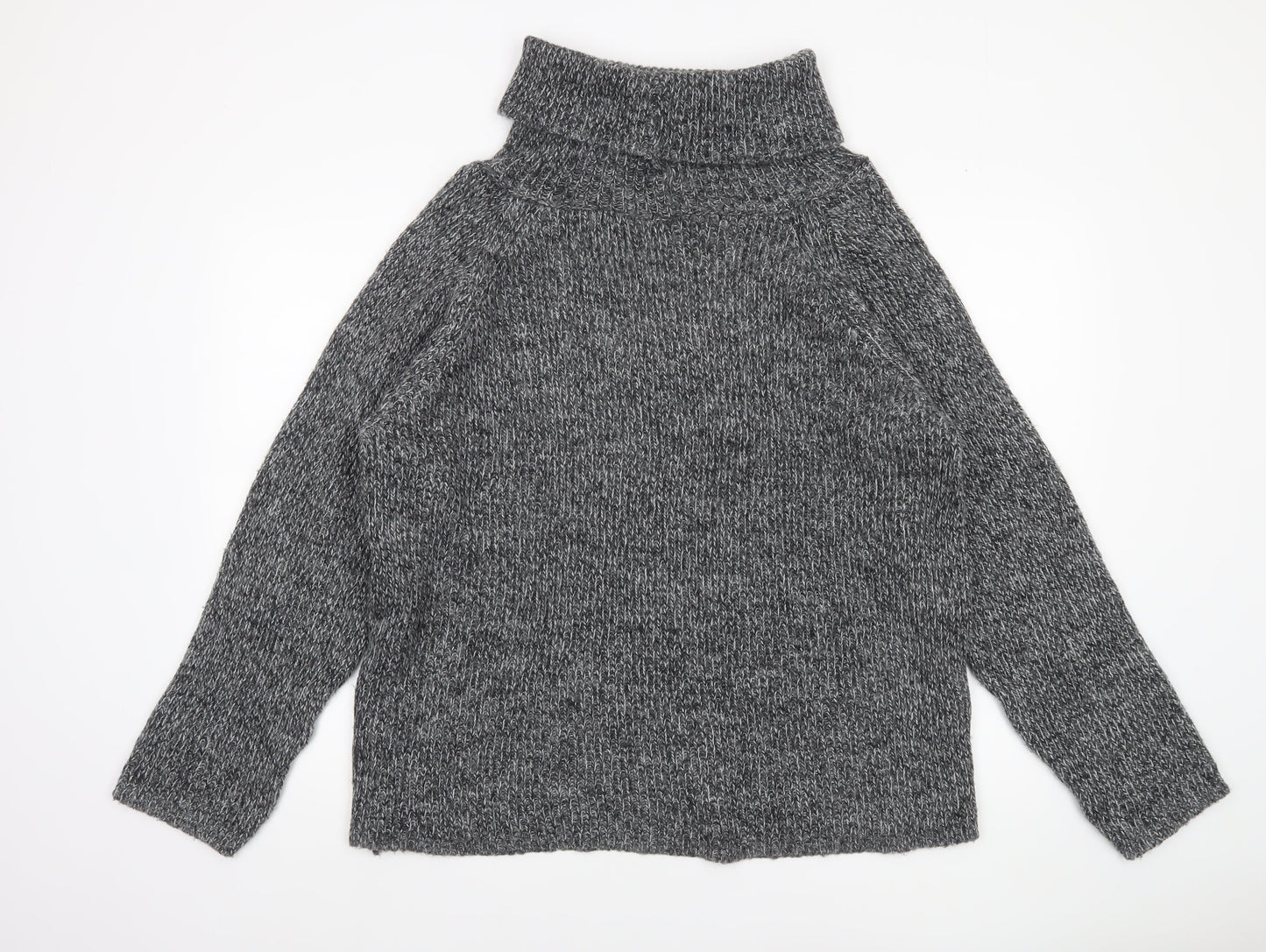 Light Before Dark Women's Grey Roll Neck Chunky Knit Jumper Size M