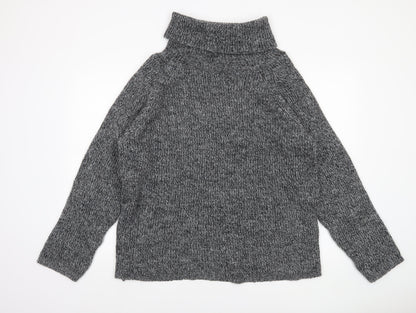 Light Before Dark Women's Grey Roll Neck Chunky Knit Jumper Size M