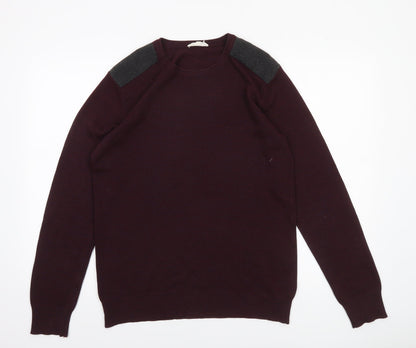 Koton Men’s Purple Wool Blend Pullover Jumper M Long Sleeve Classic Knit