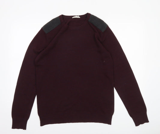 Koton Men’s Purple Wool Blend Pullover Jumper M Long Sleeve Classic Knit