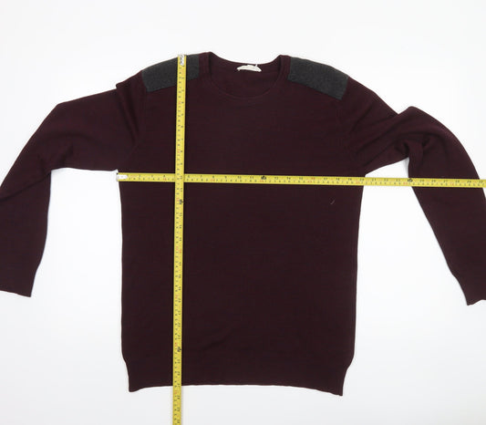Koton Men’s Purple Wool Blend Pullover Jumper M Long Sleeve Classic Knit