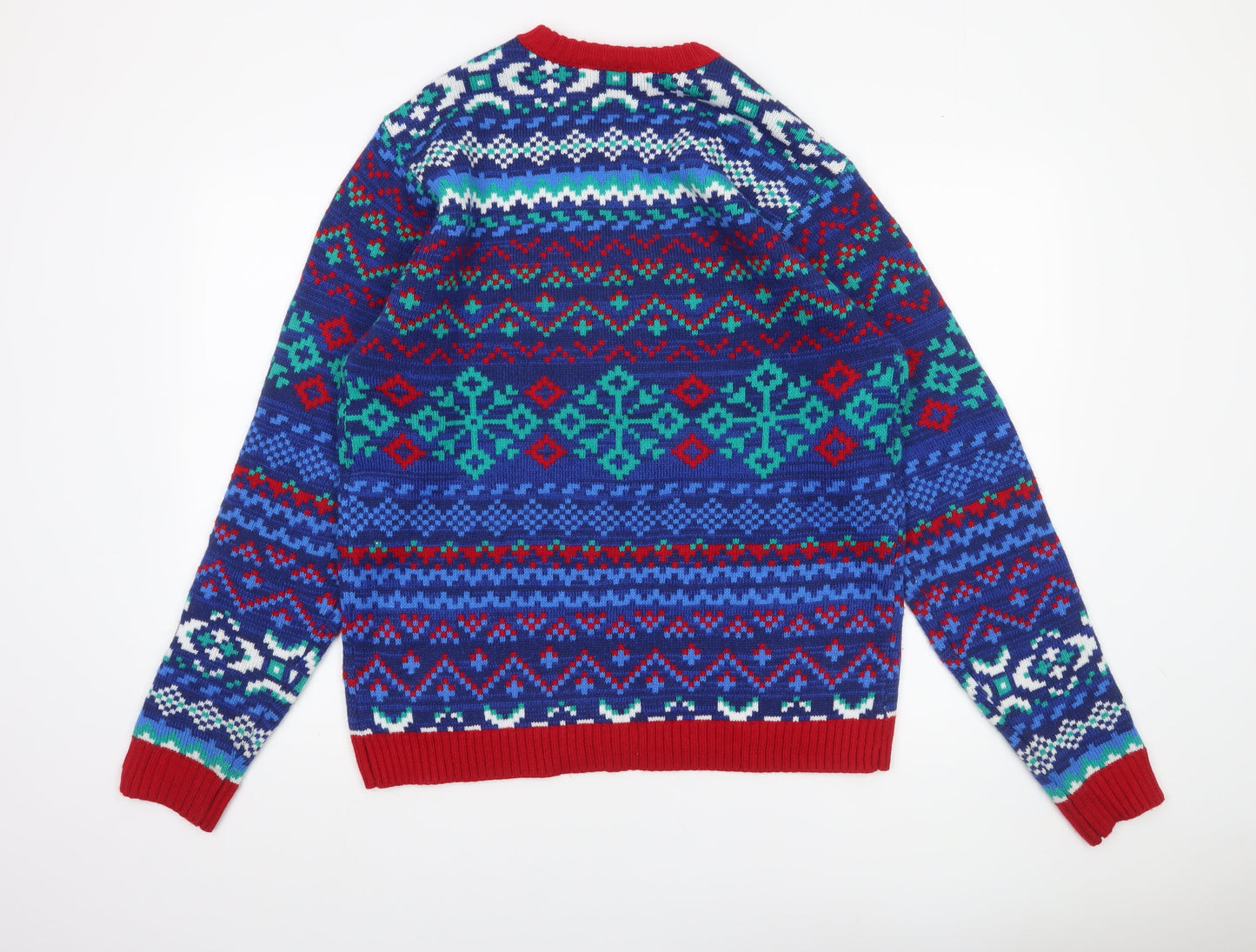 Blizzard Bay Men's Blue Shark Christmas Jumper Size L Crew Neck Knit