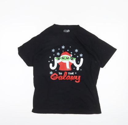Star Wars Boys Black XL Christmas Baby Yoda Graphic T-Shirt