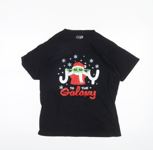 Star Wars Boys Black XL Christmas Baby Yoda Graphic T-Shirt