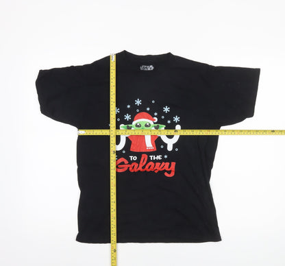 Star Wars Boys Black XL Christmas Baby Yoda Graphic T-Shirt