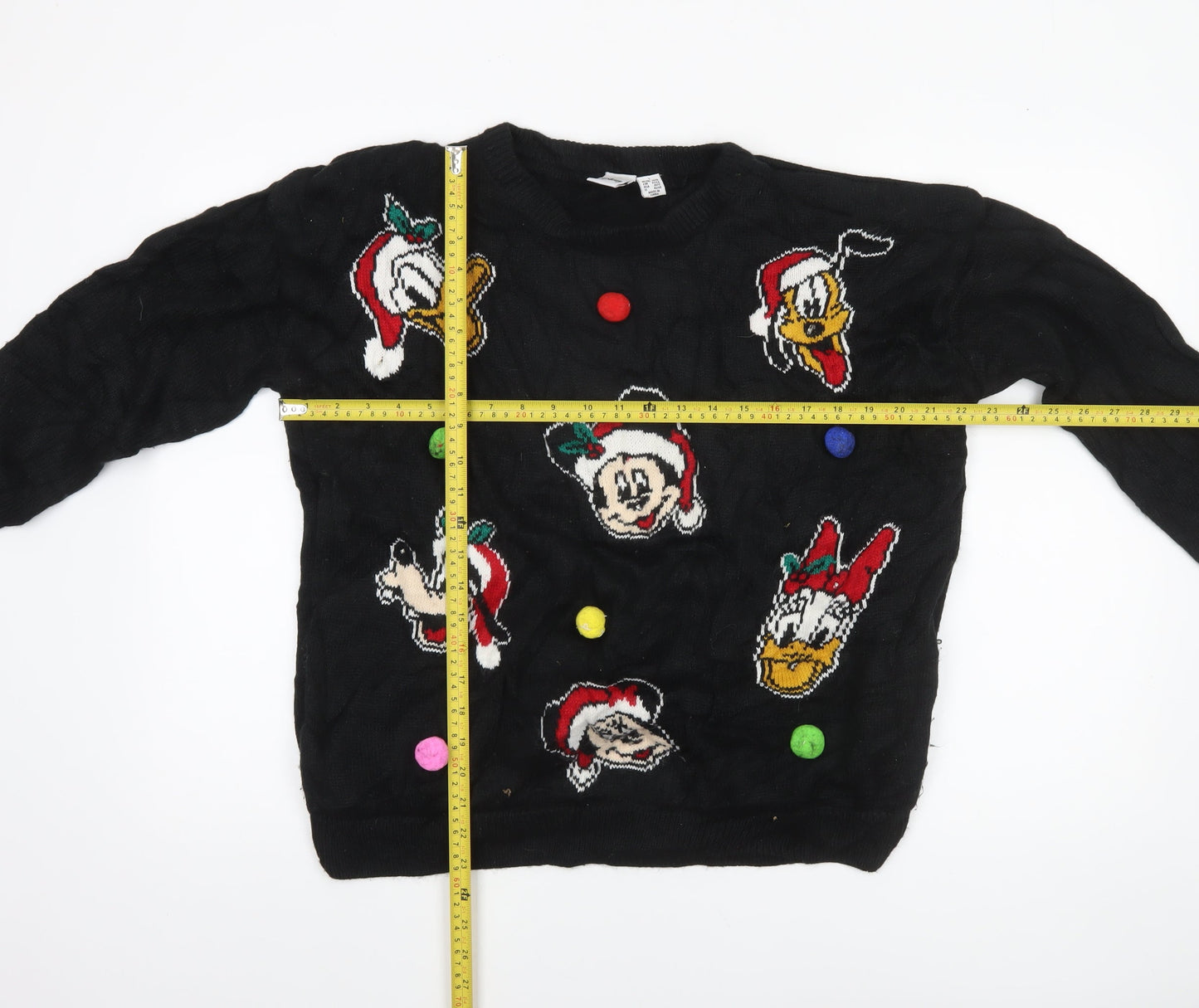 Disney Womens Black L Knit Christmas Character Pullover Jumper