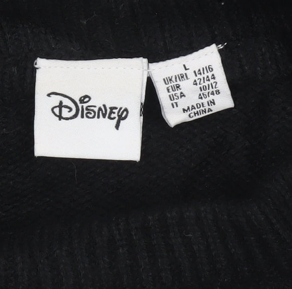 Disney Womens Black L Knit Christmas Character Pullover Jumper