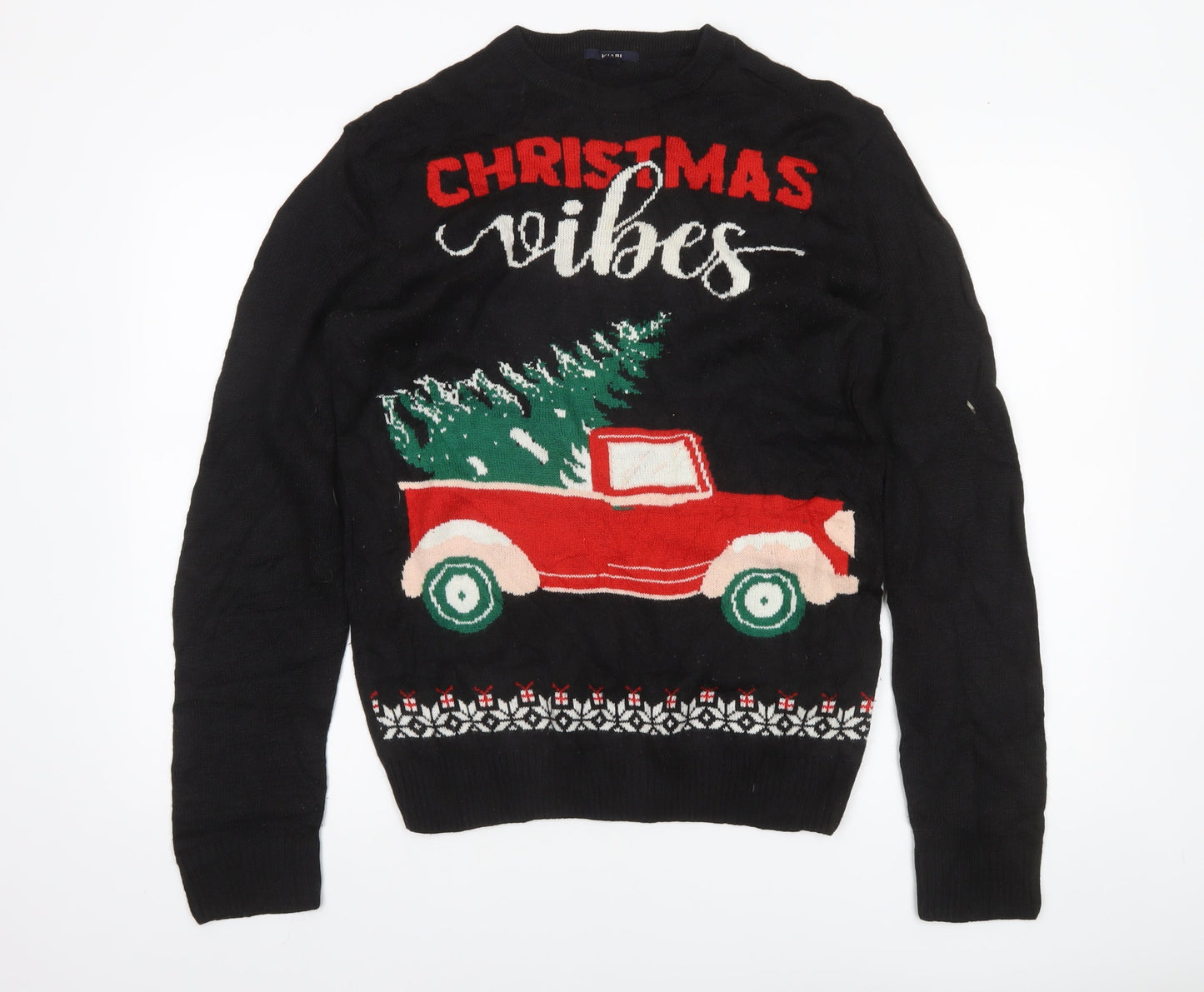 Kiabi Men’s Black Christmas Vibes Pullover Jumper L